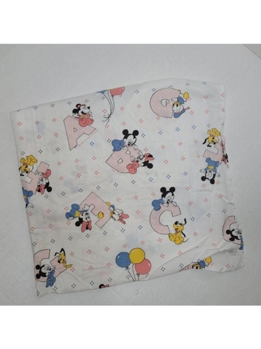 Disney vintage crib sheet 1984 ABC alphabet minni mickey Pluto Donald crib sheet